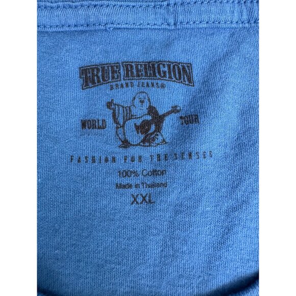 True Religion XXL Blue Graphic Tee Shirt Mens Casual Crewneck Made In Thailand - Picture 3 of 10